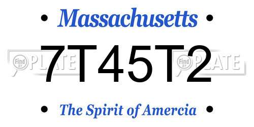 7T45T2 Massachusetts License Plate