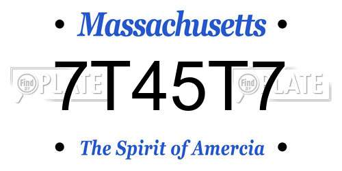7T45T7 Massachusetts License Plate