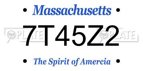 7T45Z2 Massachusetts License Plate
