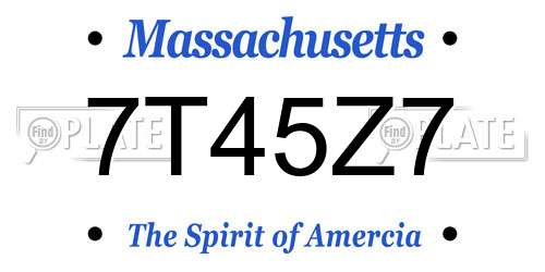 7T45Z7 Massachusetts License Plate