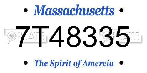 7T48335 Massachusetts License Plate