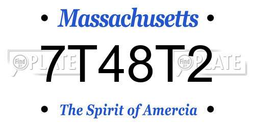 7T48T2 Massachusetts License Plate