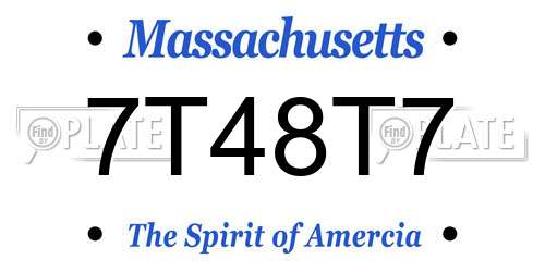 7T48T7 Massachusetts License Plate