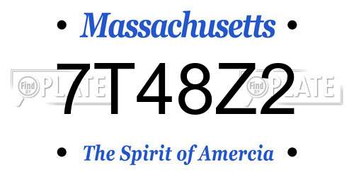 7T48Z2 Massachusetts License Plate