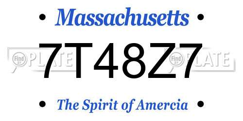 7T48Z7 Massachusetts License Plate