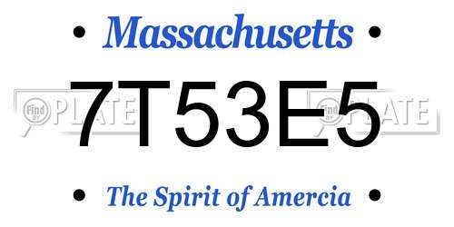 7T53E5 Massachusetts License Plate
