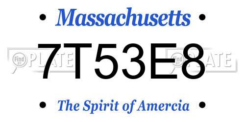 7T53E8 Massachusetts License Plate