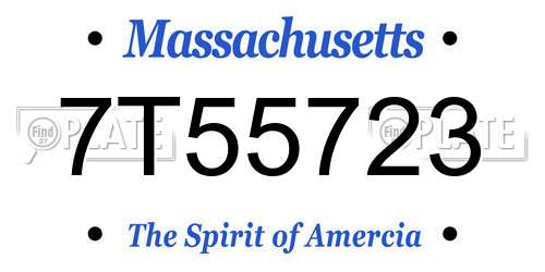 7T55723 Massachusetts License Plate