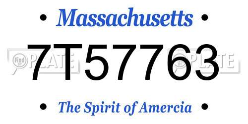 7T57763 Massachusetts License Plate