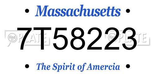 7T58223 Massachusetts License Plate