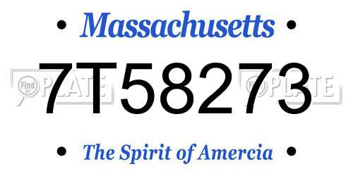 7T58273 Massachusetts License Plate