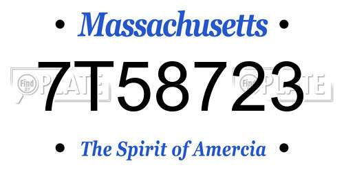 7T58723 Massachusetts License Plate