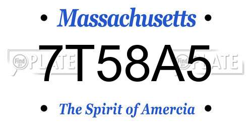 7T58A5 Massachusetts License Plate