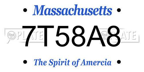 7T58A8 Massachusetts License Plate