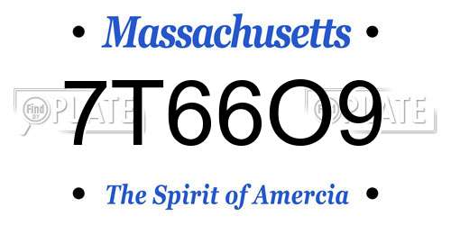 7T66O9 Massachusetts License Plate