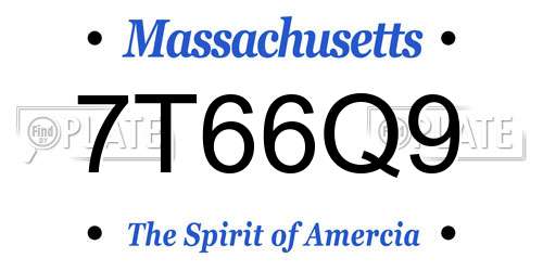 7T66Q9 Massachusetts License Plate