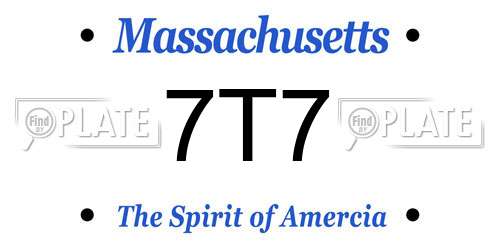 7T7 Massachusetts License Plate