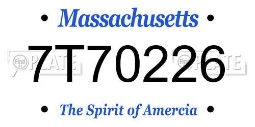 7T70226 Massachusetts License Plate