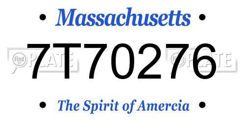 7T70276 Massachusetts License Plate
