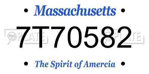 7T70582 Massachusetts License Plate