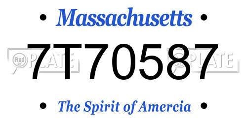 7T70587 Massachusetts License Plate