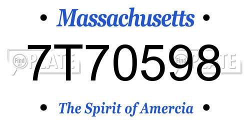 7T70598 Massachusetts License Plate