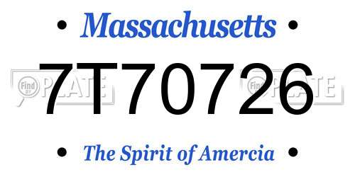 7T70726 Massachusetts License Plate