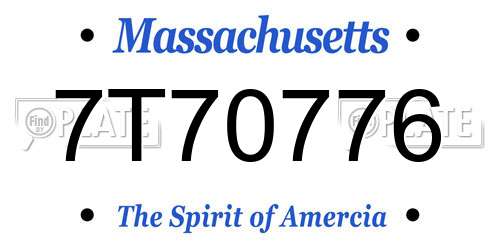 7T70776 Massachusetts License Plate