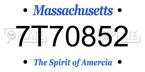 7T70852 Massachusetts License Plate