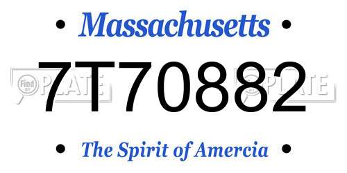 7T70882 Massachusetts License Plate