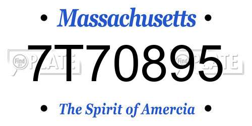 7T70895 Massachusetts License Plate