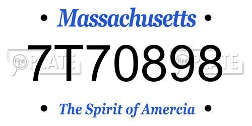 7T70898 Massachusetts License Plate