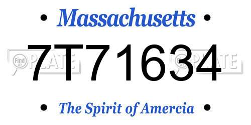 7T71634 Massachusetts License Plate