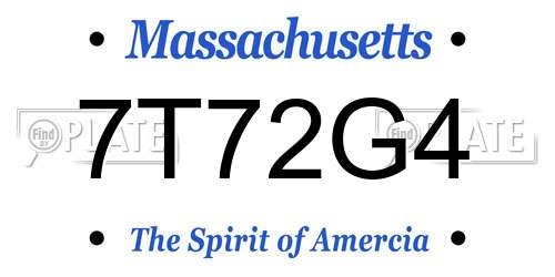 7T72G4 Massachusetts License Plate