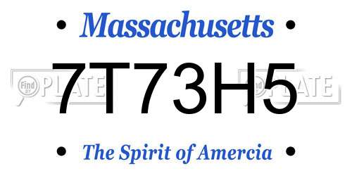 7T73H5 Massachusetts License Plate