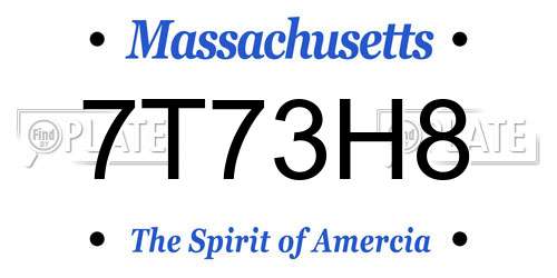 7T73H8 Massachusetts License Plate