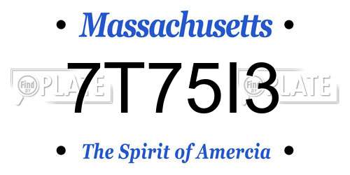 7T75I3 Massachusetts License Plate