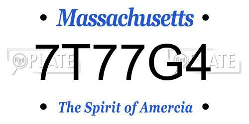 7T77G4 Massachusetts License Plate