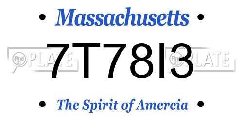 7T78I3 Massachusetts License Plate