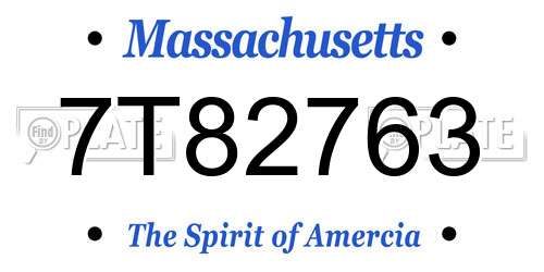 7T82763 Massachusetts License Plate