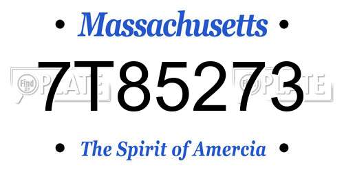 7T85273 Massachusetts License Plate