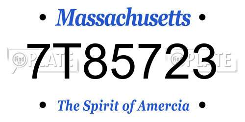 7T85723 Massachusetts License Plate