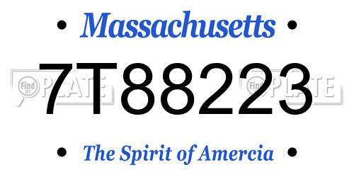 7T88223 Massachusetts License Plate