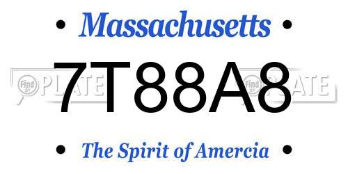 7T88A8 Massachusetts License Plate