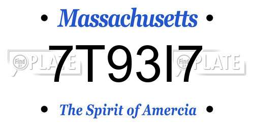 7T93I7 Massachusetts License Plate
