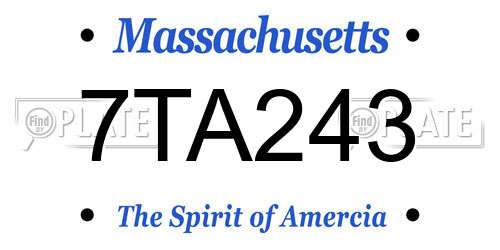 7TA243 Massachusetts License Plate
