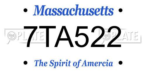 7TA522 Massachusetts License Plate