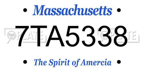 7TA5338 Massachusetts License Plate