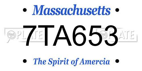 7TA653 Massachusetts License Plate