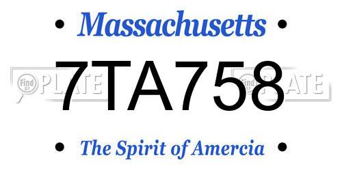 7TA758 Massachusetts License Plate